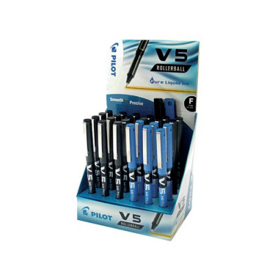 Pilot V5 Hi-Tecpoint Black and Blue Rollerball Pen Display (Pack of 24) 100502400