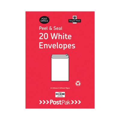 Envelopes C4 Peel & Seal White 90gsm (Pack of 20) POF27421
