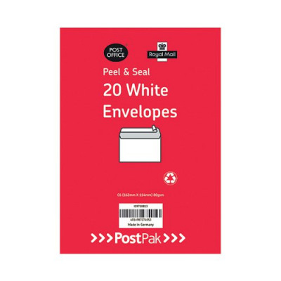 Envelopes C6 Peel & Seal White 80gsm (Pack of 20) POF27425