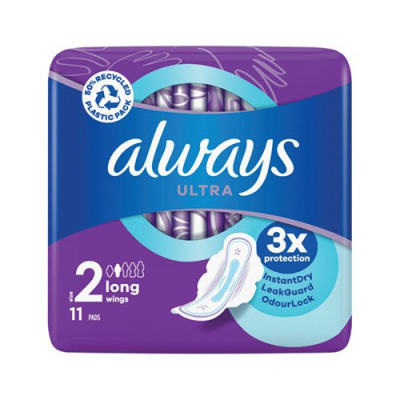Always Ultra Long Winged Sanitary Pads Size 2 Packet x12 Pads (Pack of 11) C005789