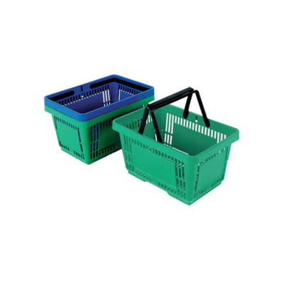Plastic Shopping Basket (Pack of 12) Green 370767