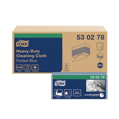 Tork W4 Cleaning Cloth Blue 100 Sheets (Pack of 5) 530278
