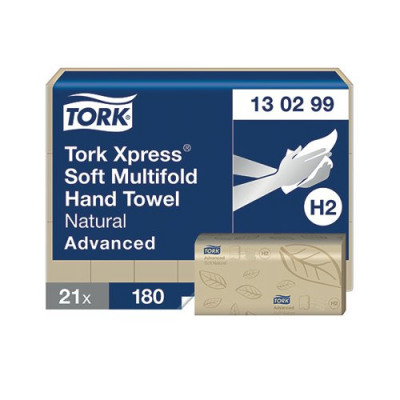 Tork Xpress Soft 2-Ply Multifold Hand Towel Advanced 180 Sheets Per Sleeve Natural (Pack of 21) 1302