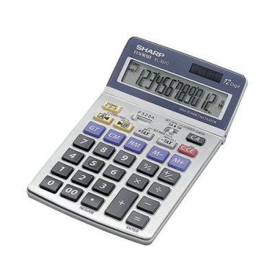 Sharp Desktop Calculator 12 Digit 4 Key Memory Battery/Solar Power 108x22x175mm Grey Ref EL337C