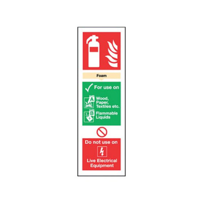 Safety Sign Fire Extinguisher Foam 300mm x 100mm Self-Adhesive F202/S