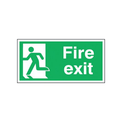 Safety Sign Fire Exit Running Man Left 150x300mm Self-Adhesive E96A/S