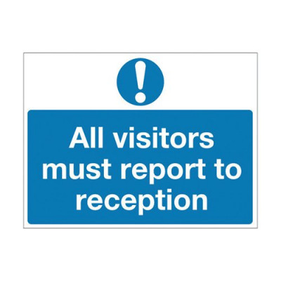 Safety Sign 450x600mm All Visitors Must Report To Reception PVC M78AR
