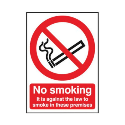 Safety Sign No Smoking It is against the law to smoke in these premises Self-Adhesive A4 SR72082