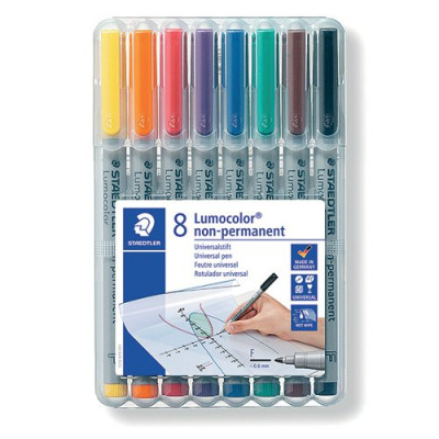 Staedtler 316 Lumocolor Pen Non-permanent Fine 0.6mm Line Assorted Ref 316WP8 [Wallet 8]