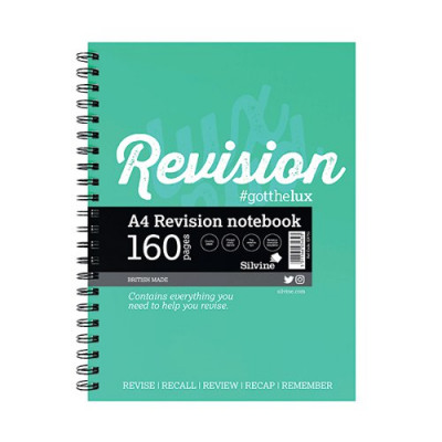 Silvine Wirebound Revision Notebook 160 Pages Green (Pack of 10) EX751