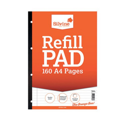 Silvine Punched Feint Ruled Sidebound Refill Pad 160 Pages A4 (Pack of 6) A4SRPFM
