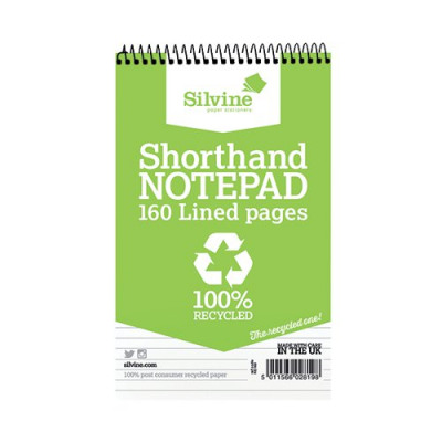 Silvine Everyday Recycled Spiral Bound Shorthand Notebook 127x203mm (Pack of 12) RE160-T