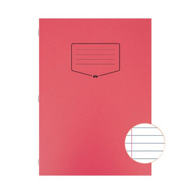 Silvine Tough Shell Exercise Book A4 Ruled with Margin Red (Pack of 25) EX142