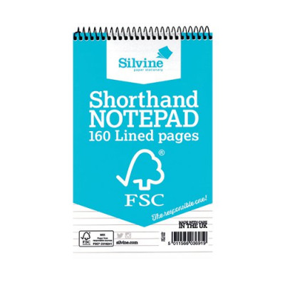 Silvine Envrionmentally Friendly Shorthand Notebook 160 Pages 127x203mm (Pack of 10) FSC160