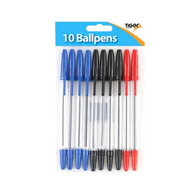 Tiger Ballpoint Pens, Black, Blue and Red (Pack of 120) 302011