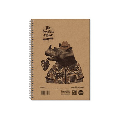 Save The Rhino Recycled Twinwire Hardback Notebook A4 160 Pages (Pack 5) SRTWA4