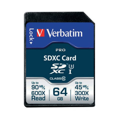 Verbatim Pro SDXC Memory Card Class 10 UHS-I U3 64GB 47022