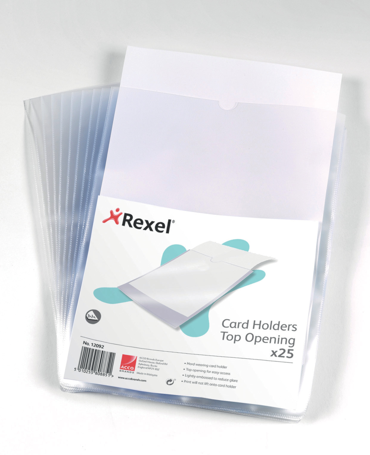 Rexel Card Holder Open On Short Edge A4 PP 30% pre-consumer recycled plastic (Pack 25)
