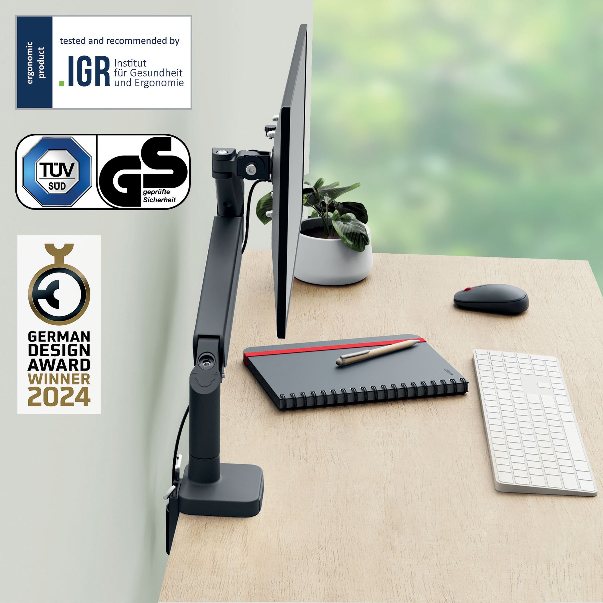 Leitz Ergo SpaceSaving Monitor Arm DGrey
