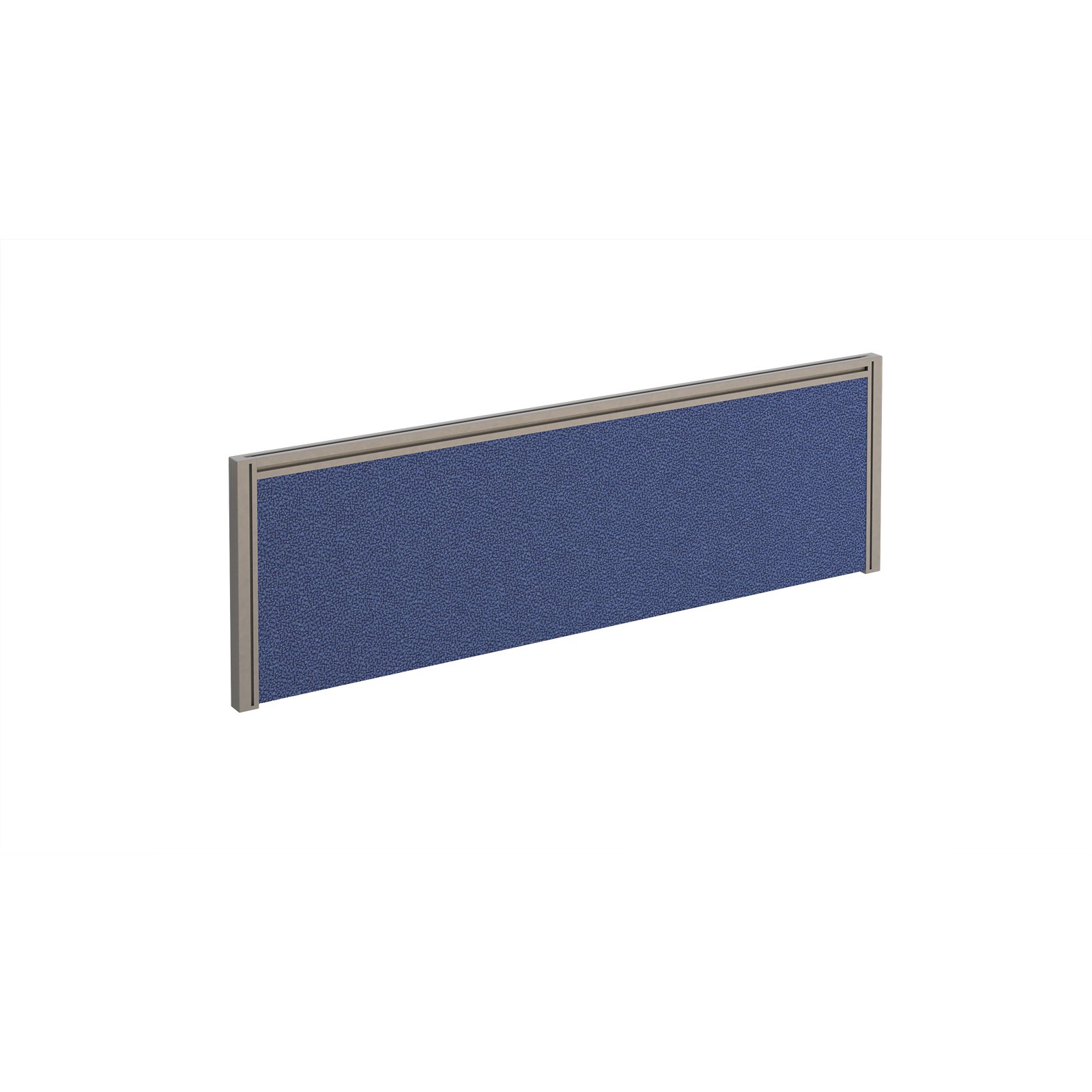 Straight fabric desktop screen 1200mm x 380mm - blue fabric with silver aluminium frame