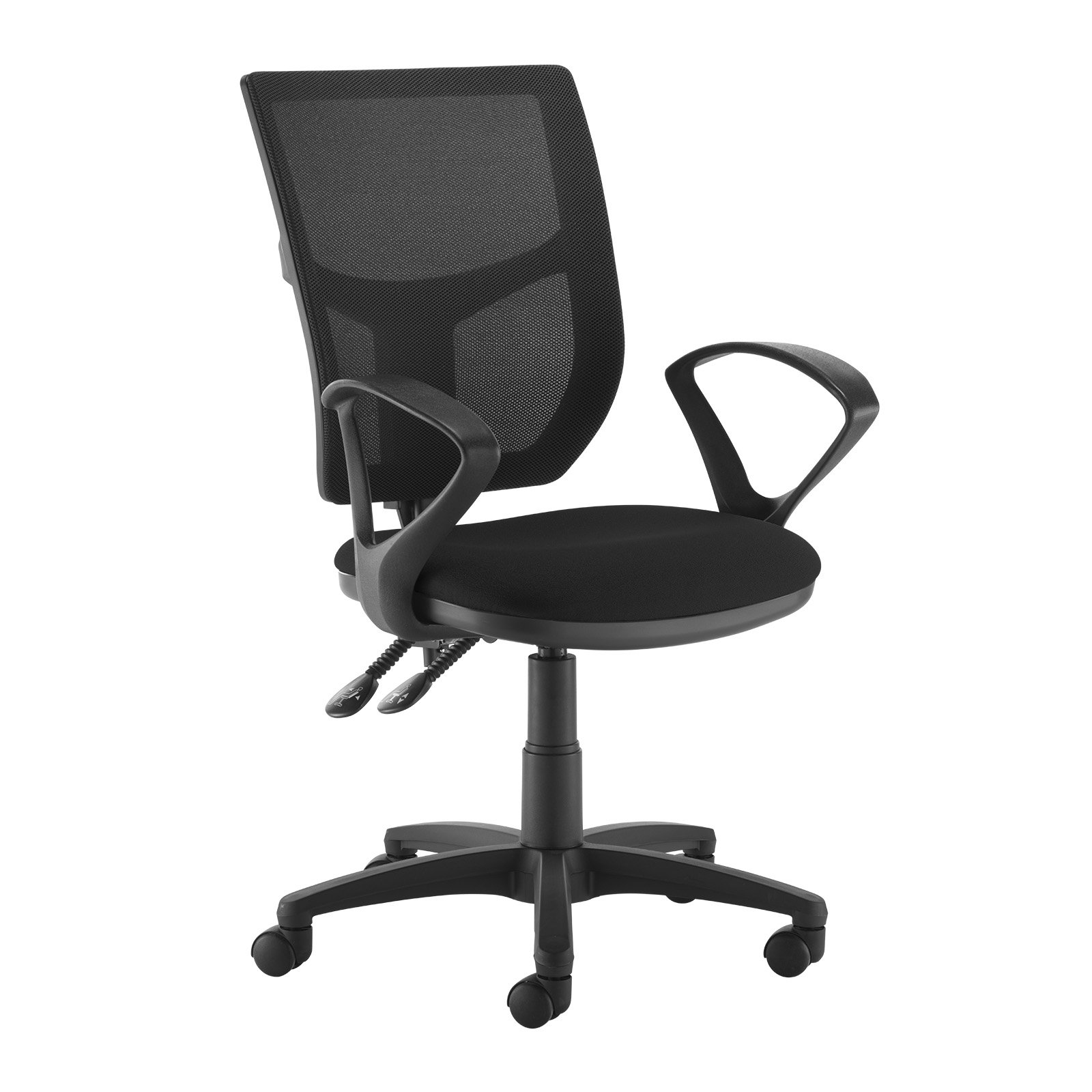 Altino mesh back PCB operator chair with fixed arms - black