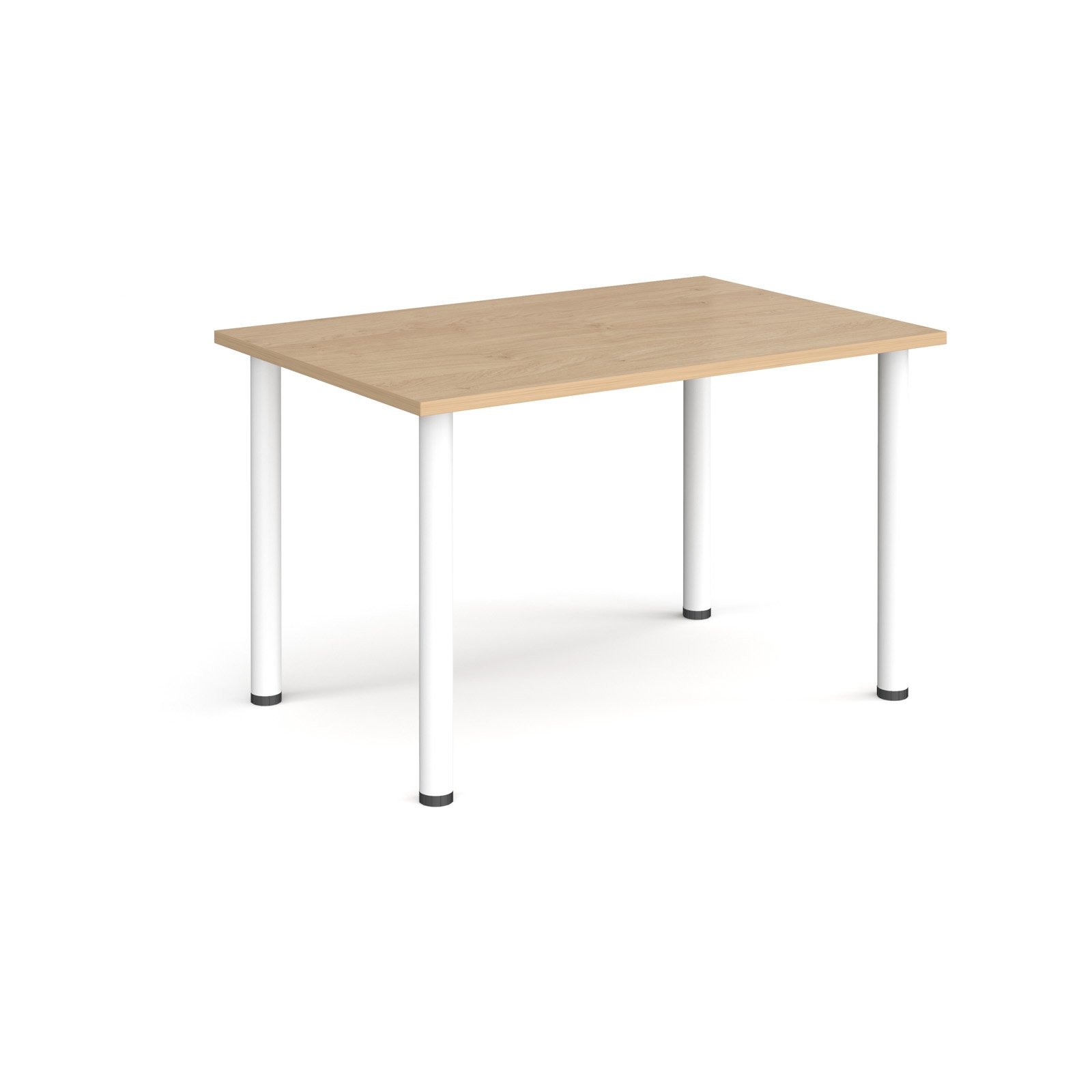 Rectangular white radial leg meeting table 1200mm x 800mm - Kendal oak