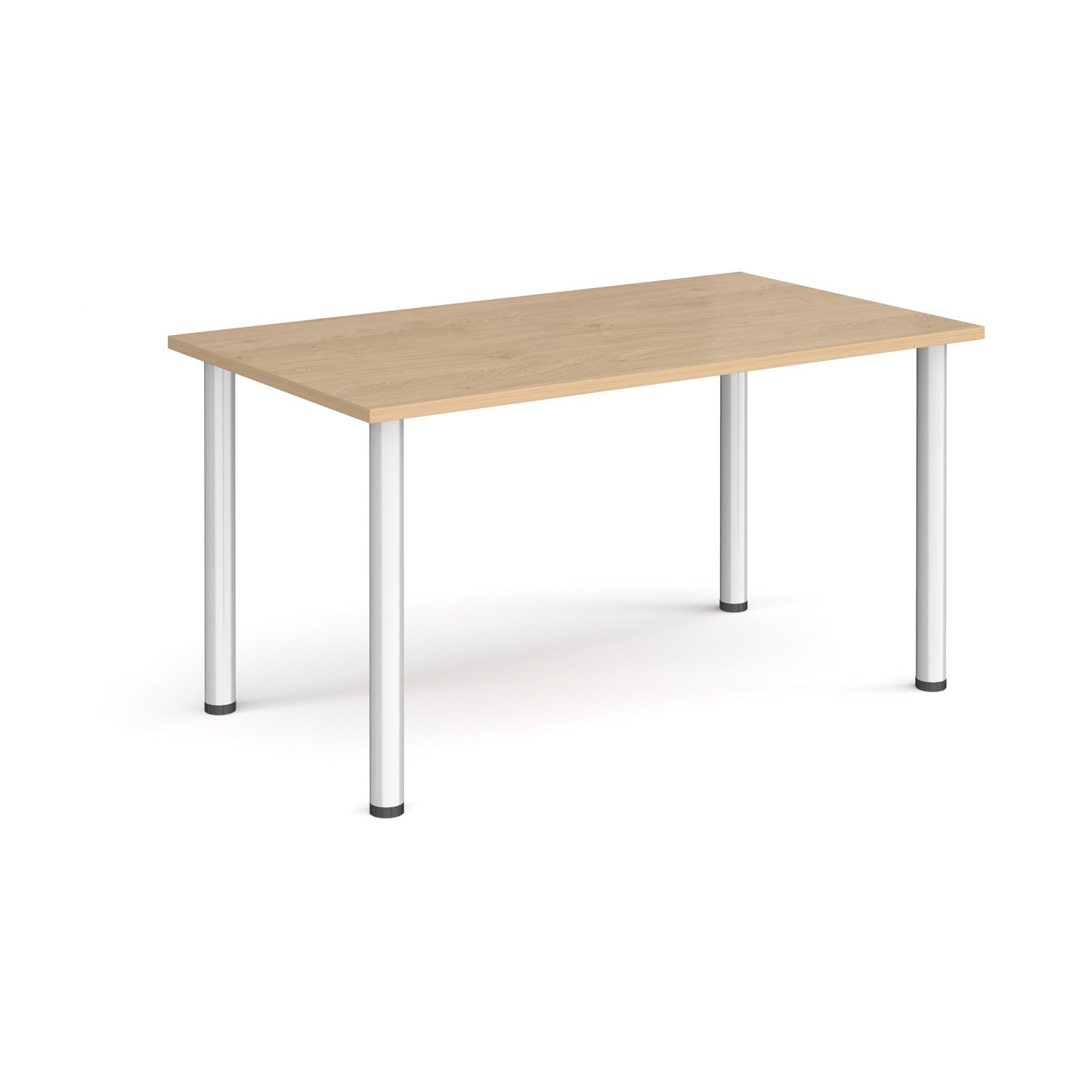 Rectangular silver radial leg meeting table 1400mm x 800mm - Kendal oak