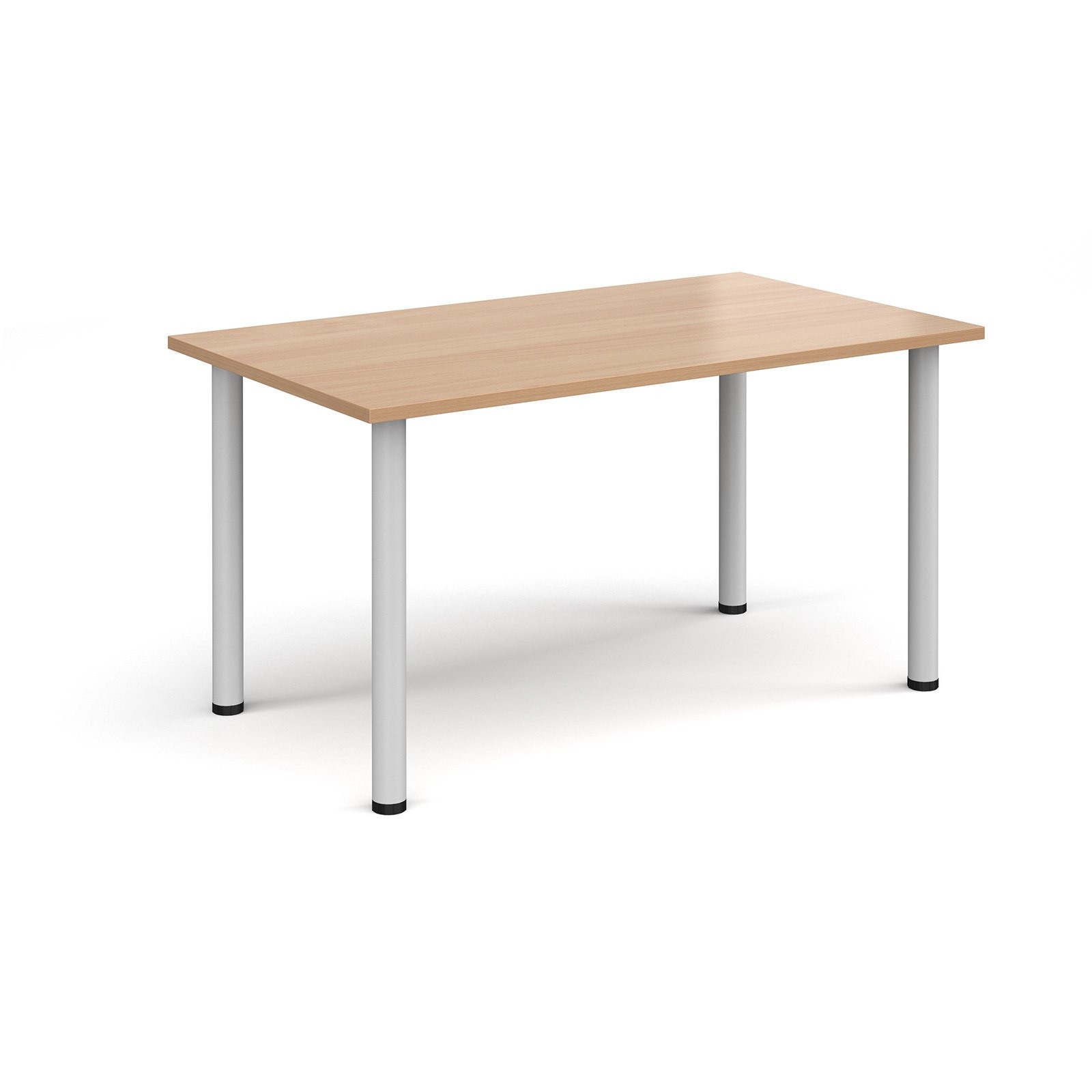 Rectangular white radial leg meeting table 1400mm x 800mm - beech