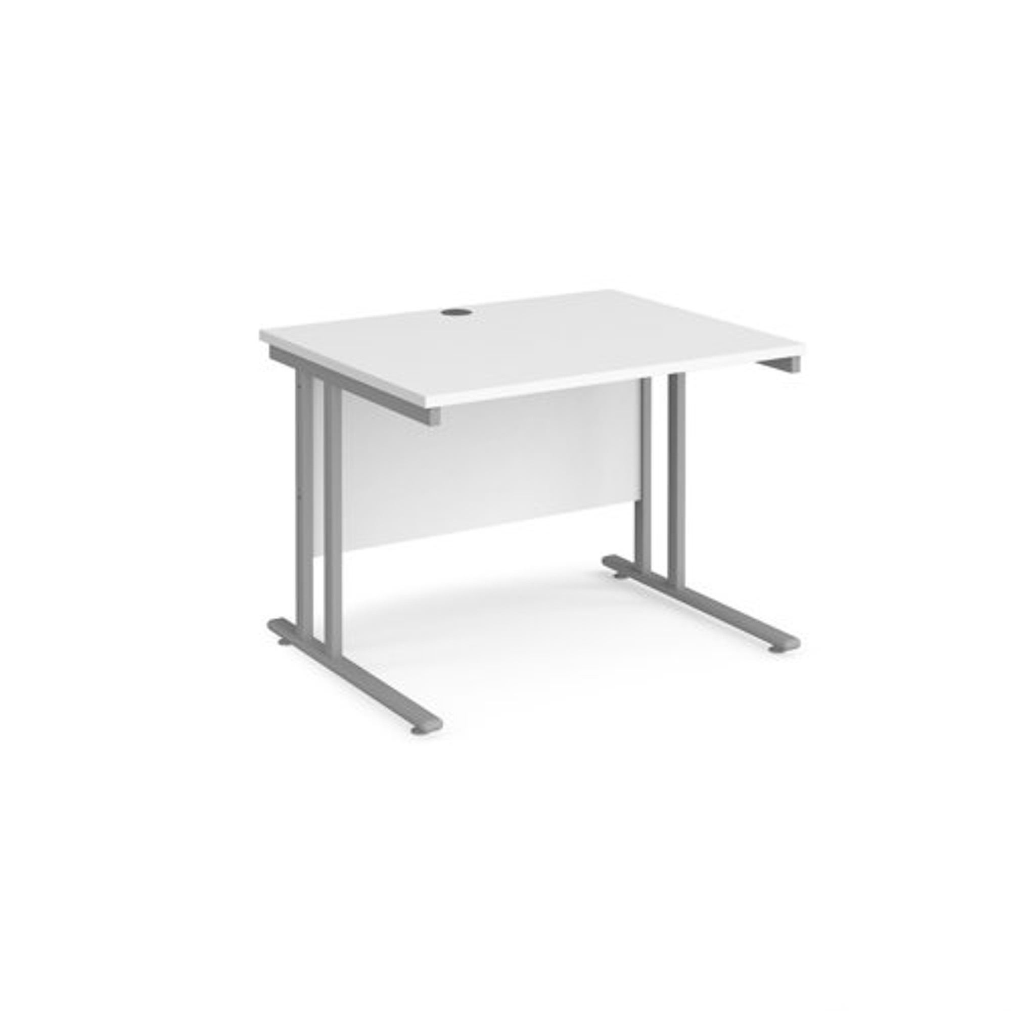 Maestro+25+straight+desk+1000mm+x+800mm+-+silver+cantilever+leg+frame%2C+white+top