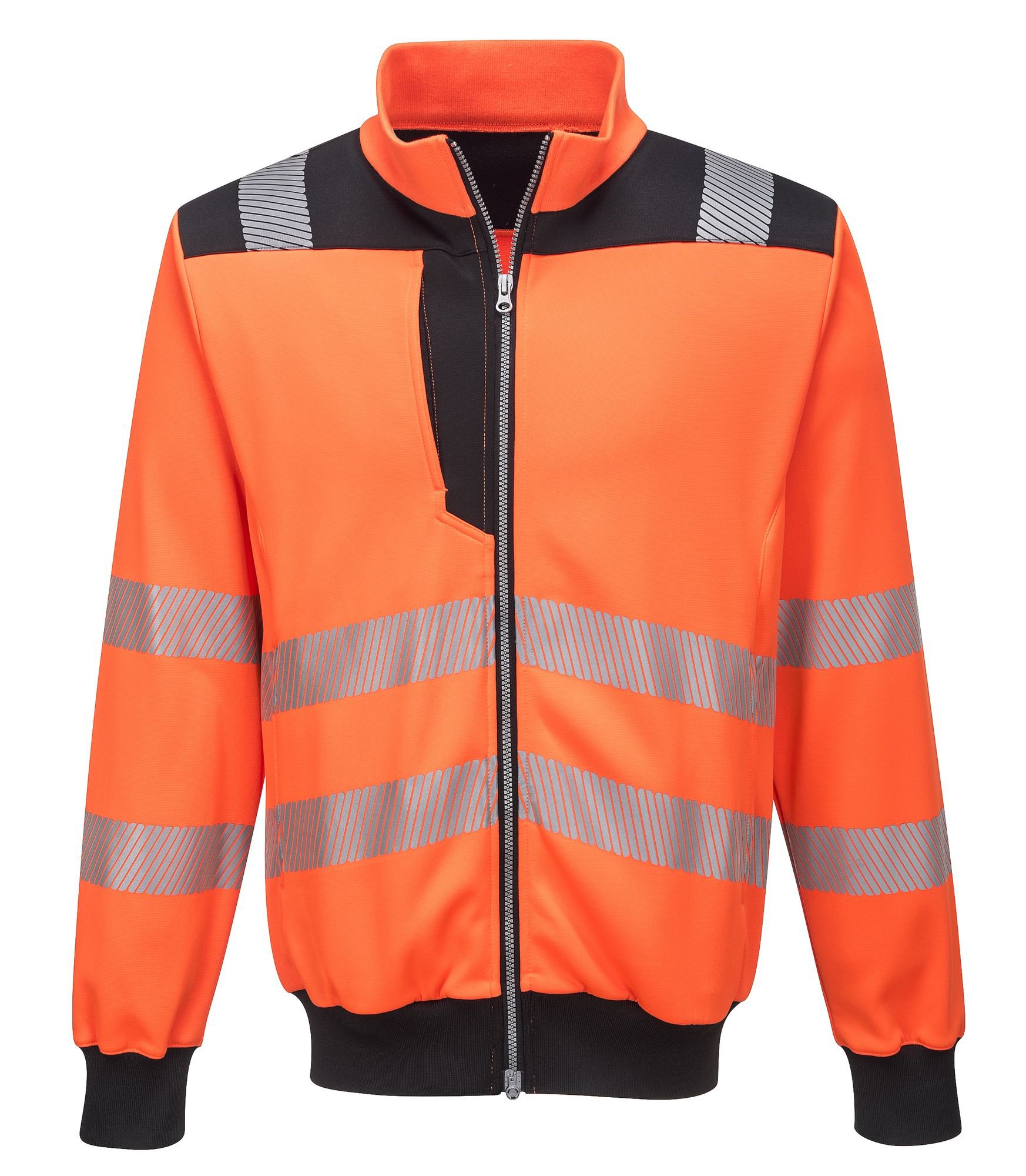 Portwest PW370 PW3 Hi-Vis Zip Sweatshirt Orange/Black L