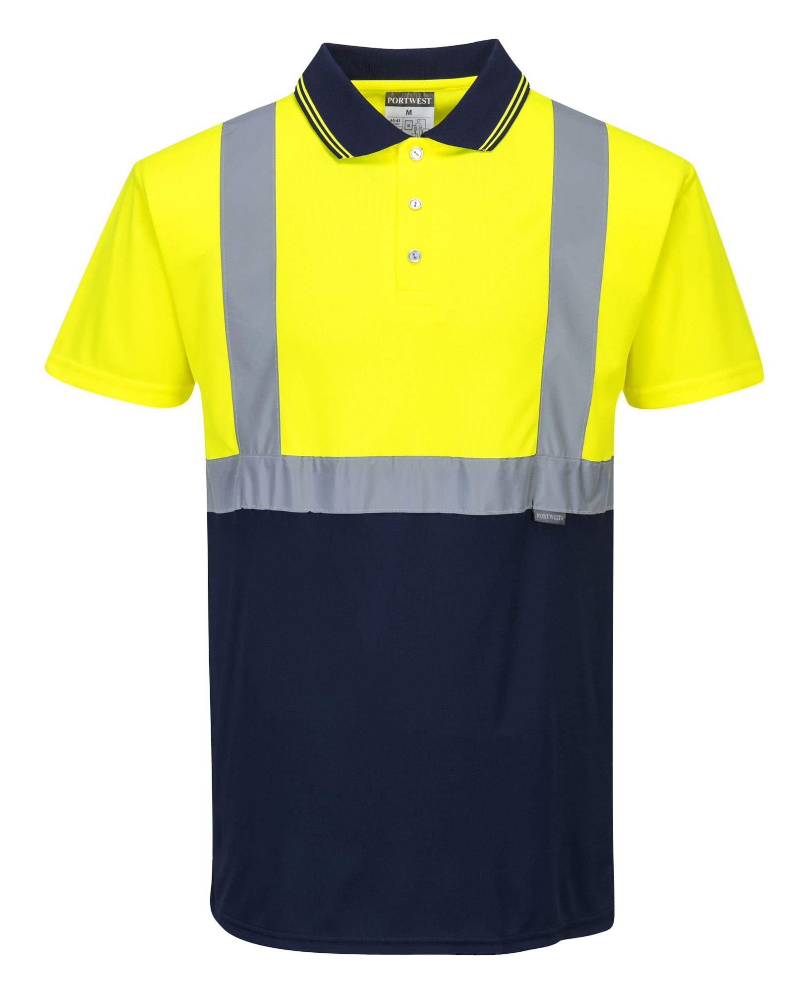 Portwest S479 Hi-Vis Contrast Polo Shirt S/S Yellow/Navy S