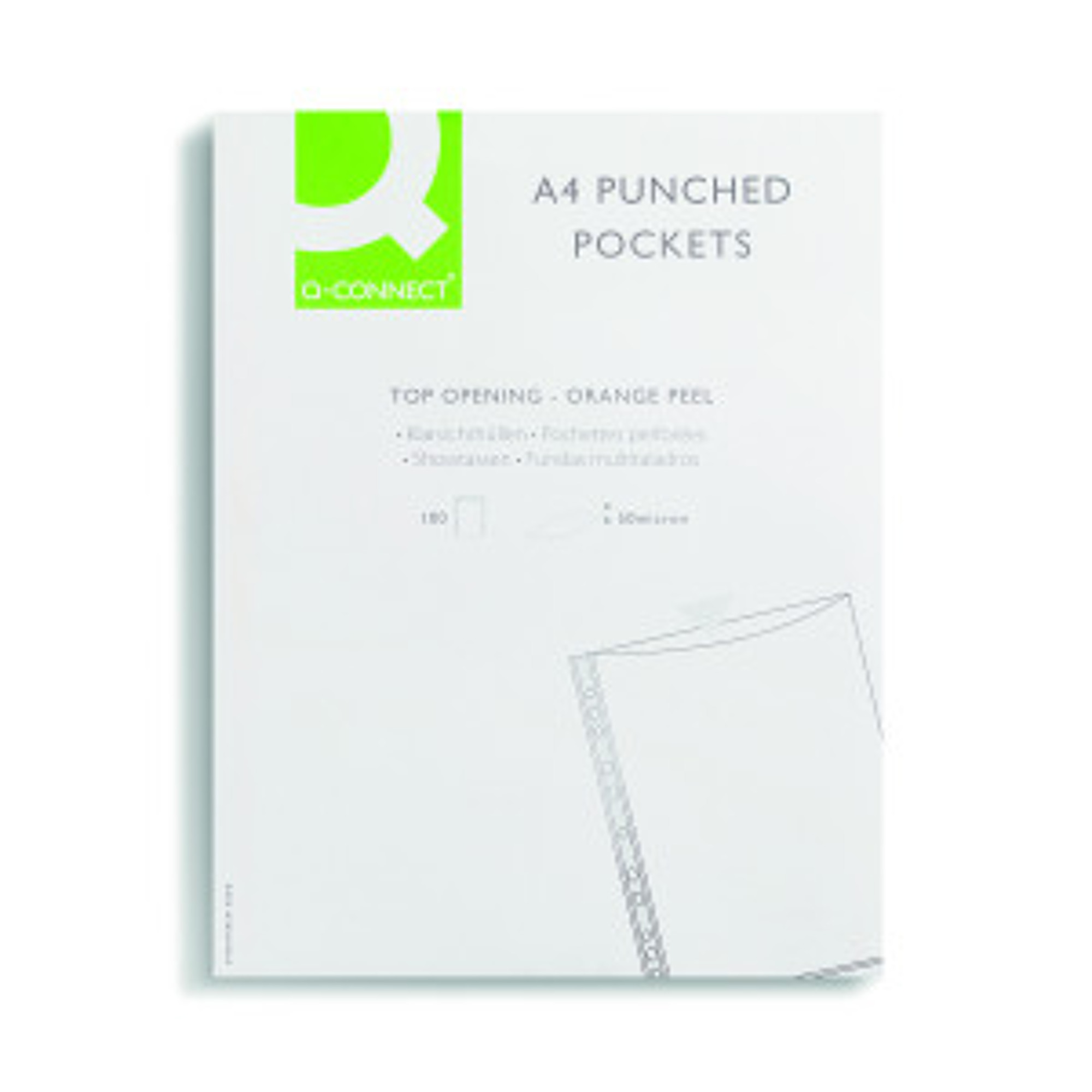 Q-Connect+Punched+Pockets+Polypropylene+50+Micron+A4+Embossed+%28100+Pack%29+KF24001
